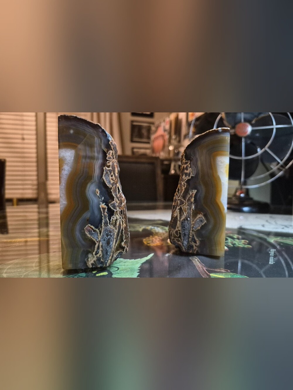 Polished Agate Bookends - Brown and Amber Home Art
